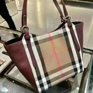 New Burberry Convertible Check Hobo Tote Bag